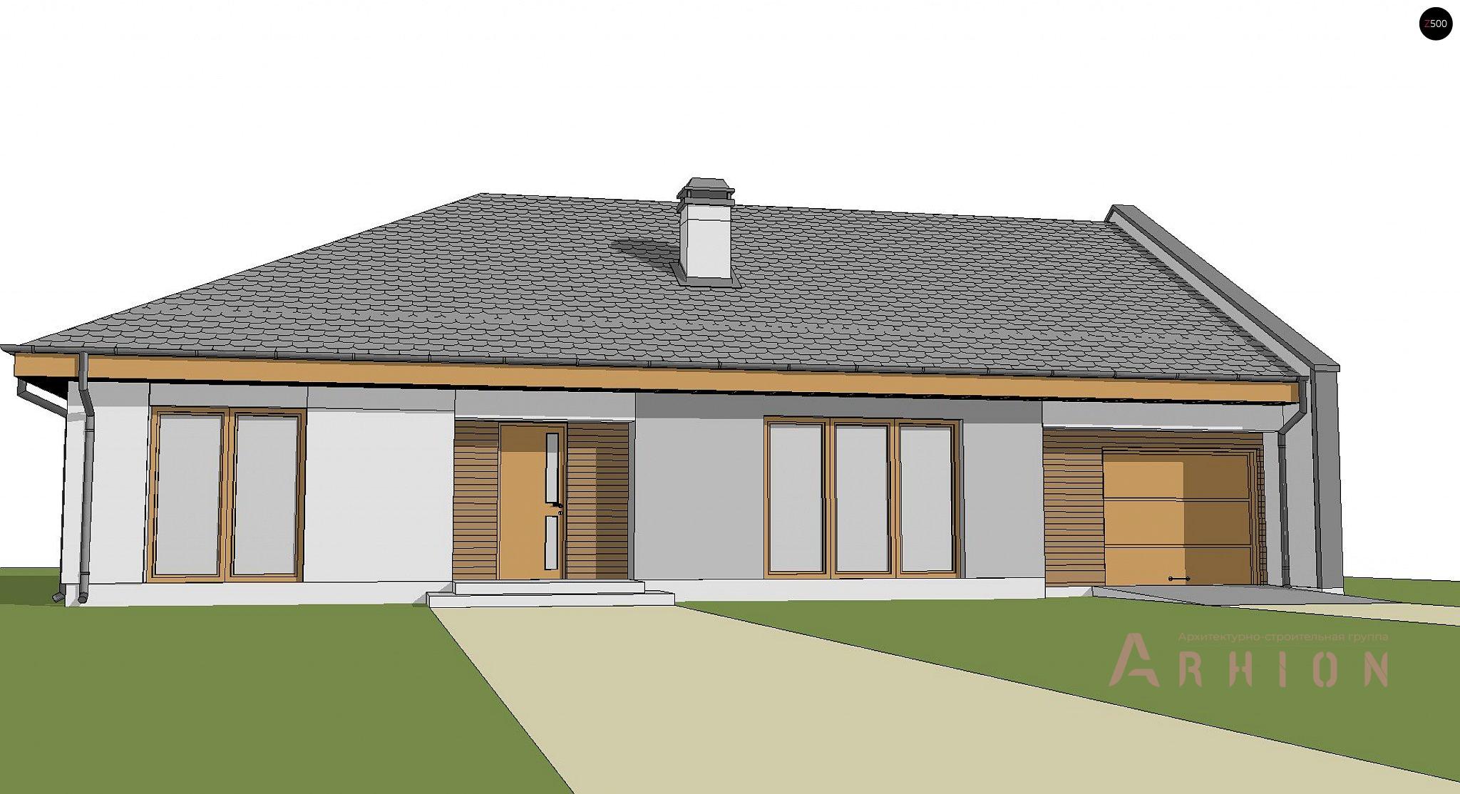 13. Проект одноэтажного дома в современном стиле с четырехскатной, Z123 ZBL, площадью - 157 кв c терассой, гаражом